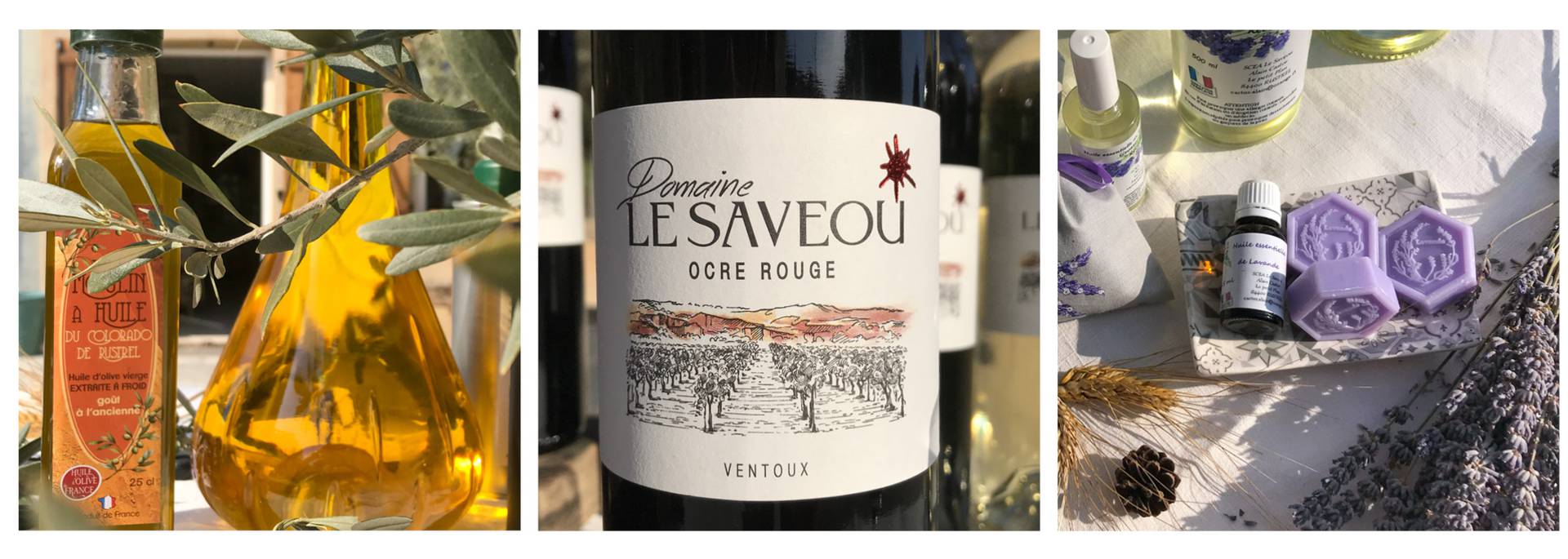 Huile d'olive du Luberon - Huiles essentielles de Lavande | Vin Saveou du Luberon