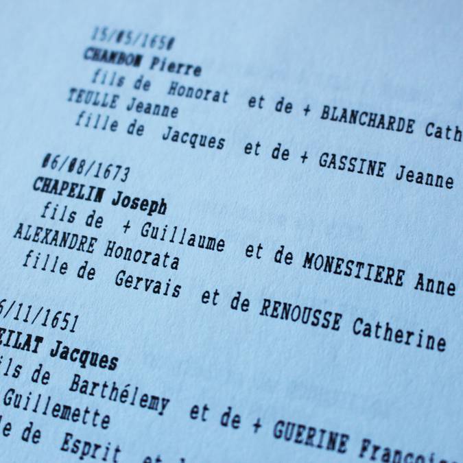 Relevé de généalogie