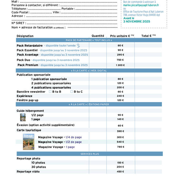 Guide du partenaire hébergeur 2026 Office de tourisme Pays d'Apt Luberon