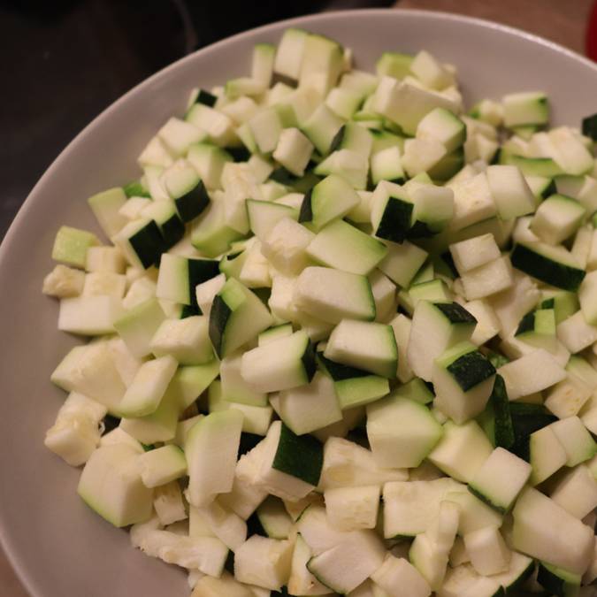 Courgette coupés en dés