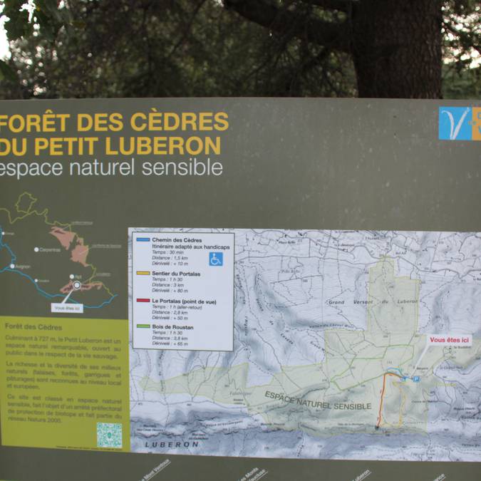 Panneau | Circuit pédestres | Forêt des Cèdres | Petit Luberon