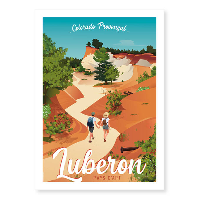 Affiche vintage des ocres du Luberon - Rustrel - Colorado Provençal
