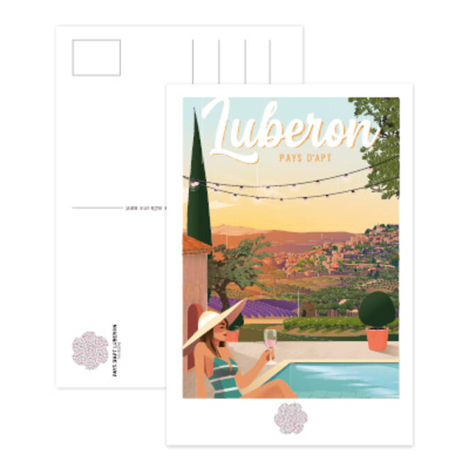 Carte postale visuel vintage Luberon - Bonnieux