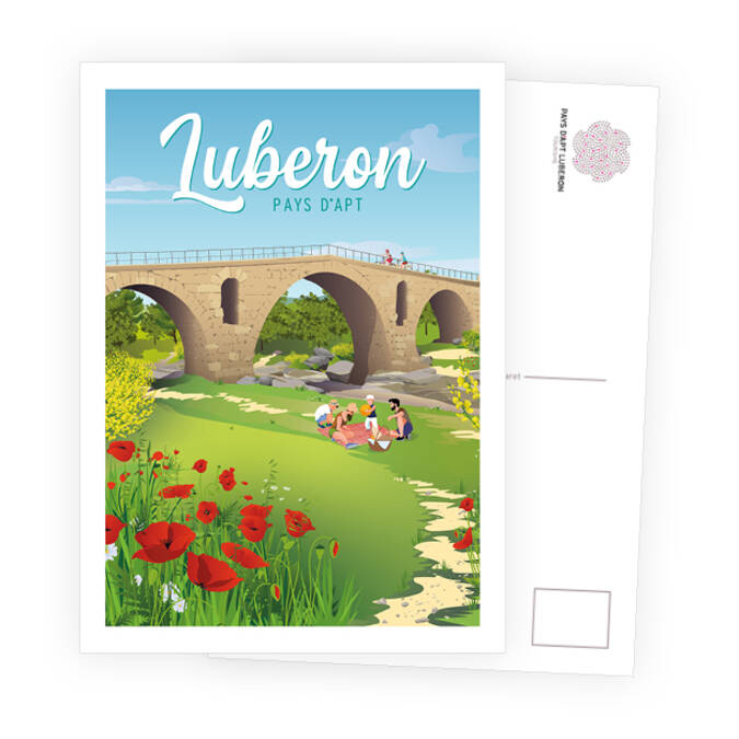 Carte postale visuel vintage Luberon - Pont Julien à Bonnieux
